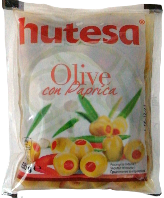 Hutesa Pitted Green Olives with Paprika, 180 g