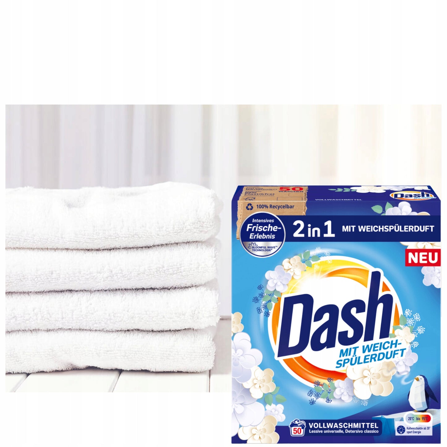 Dash 2-in-1 Universal Laundry Detergent Powder, 50 Loads, 3 kg - Image 2