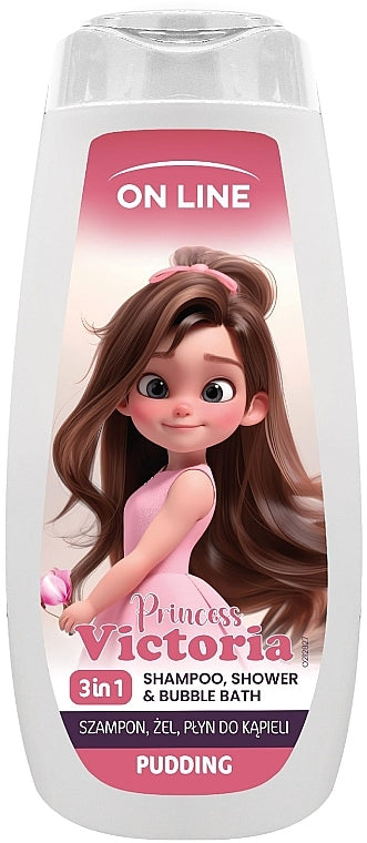 On Line Princess Victoria Pudding Kids' 3-in-1 Shampoo, Shower Gel & Bath Foam, 400 mL