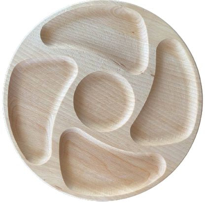 Round Wooden Serving Tray, 30 cm Diameter, Assorted