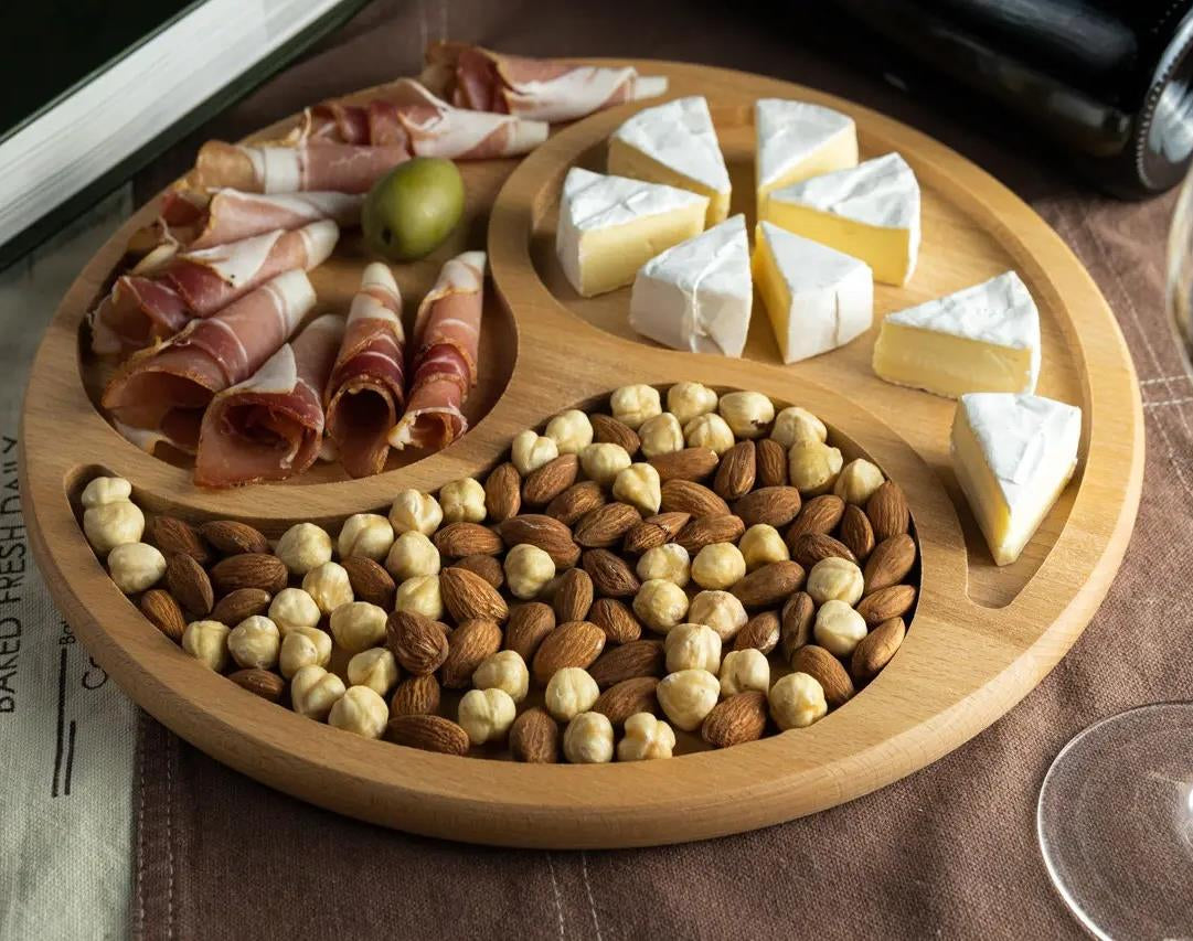 Round Wooden Serving Tray, 30 cm Diameter, Assorted - Image 3