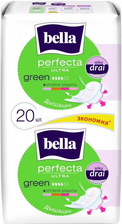 Bella Perfecta Ultra Green Sanitary Pads, 10 + 10 pcs