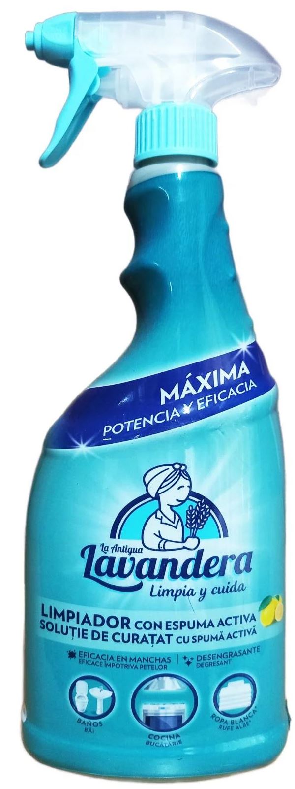 La Antigua Lavandera Lemon All-Purpose Cleaner Spray with Bleach, 750 mL