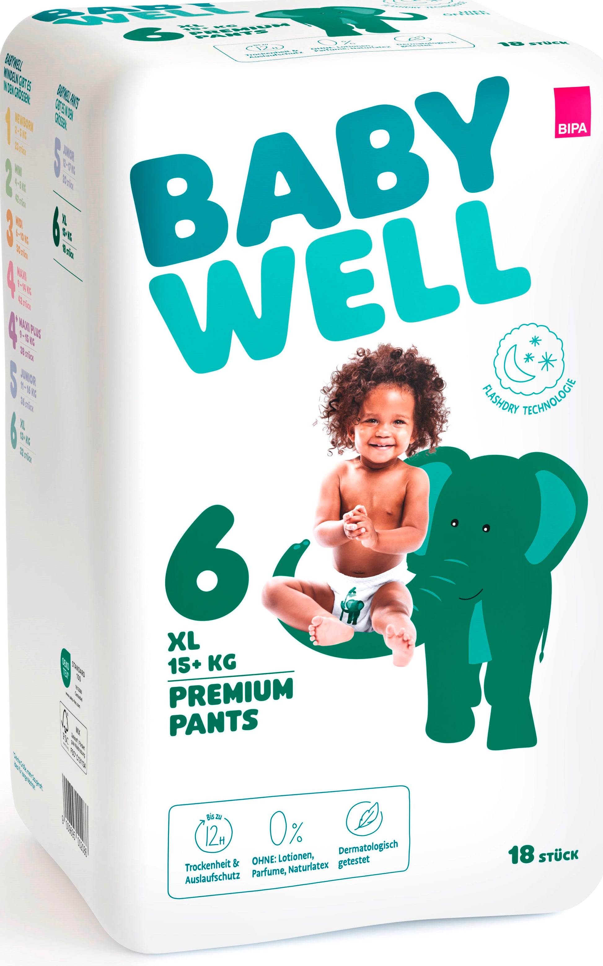 Babywell Size 6 Baby Pull-Up Diaper Pants, 15+ kg, 18 pcs