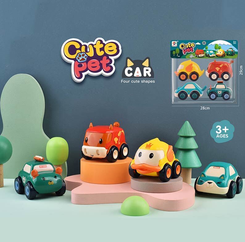 Toys 681A Cute Pet Toy Car Set, 4 pcs