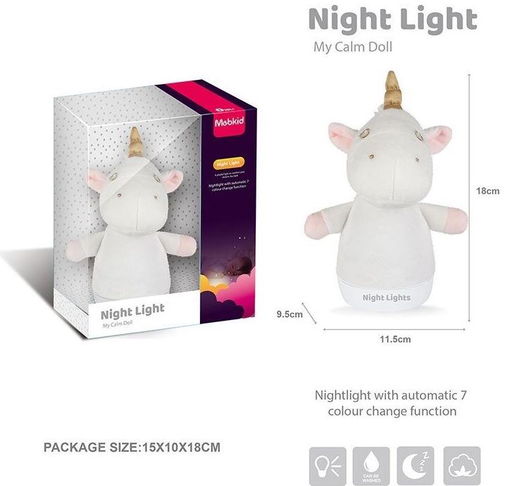 MBQ664-7A Unicorn Kids' Night Light in Box