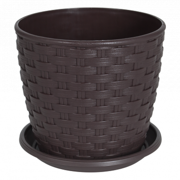 Aleana Rattan 114056 Flowerpot with Saucer, Assorted, 16 x 15 cm, 2.1 L - Image 2