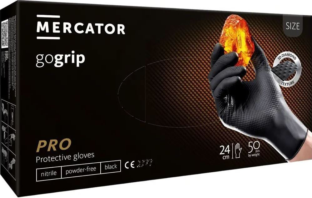 Mercator Gogrip Nitrile Gloves with Textured Surface, L, 50 pcs
