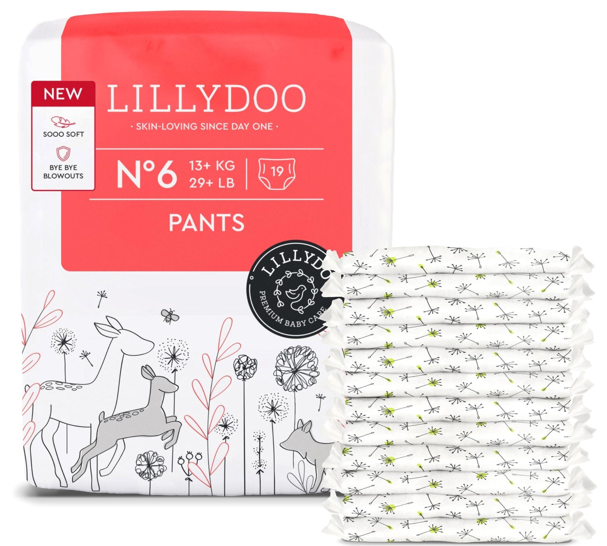 Lillydoo Baby Pull-Up Diaper Pants 6, 13+ kg, 19 pcs