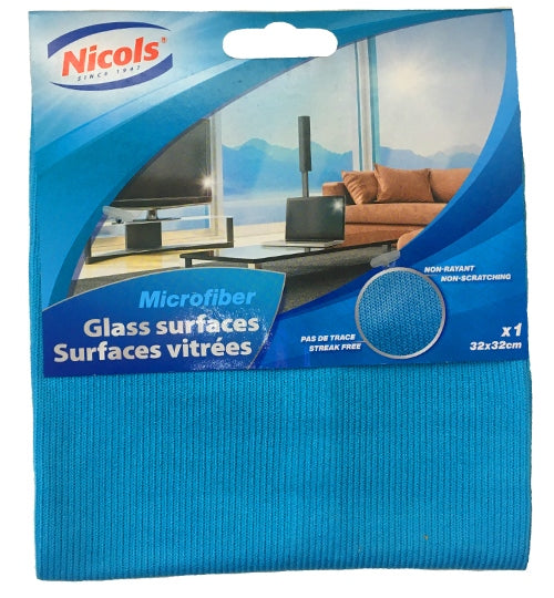 Nicols Microfiber Cleaning Cloth for Glass & Mirrors, 32 x 32 cm
