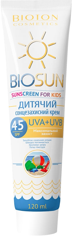 Bioton Cosmetics BioSun Kids Sunscreen Cream SPF 45, 120 mL