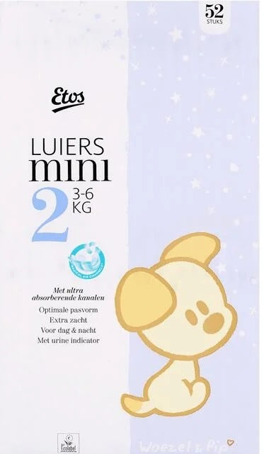 Etos Mini Size 2 Baby Diapers, 3-6 kg, 52 pcs