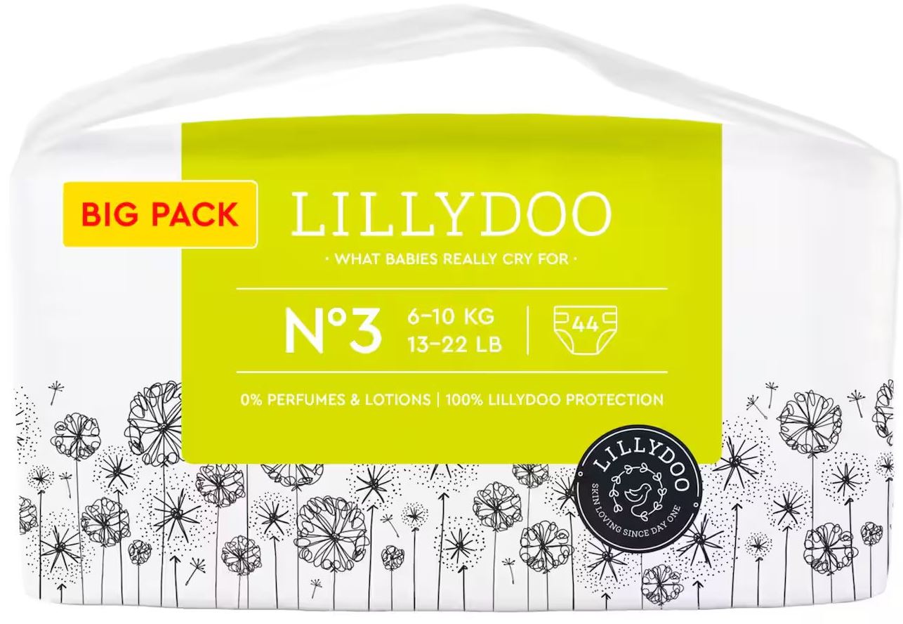 Lillydoo Baby Diapers, Size 3, 6-10 kg, 44 pcs