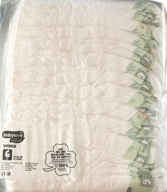 Babylove Nature Size 6 Baby Diapers, Clear Pack, 15-20 kg, 27 pcs