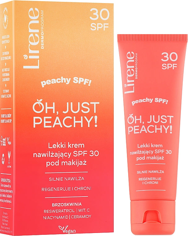 Lirene Oh, Just Peachy! SPF 30 Lightweight Moisturizing Makeup Base Cream Gel, 50 mL