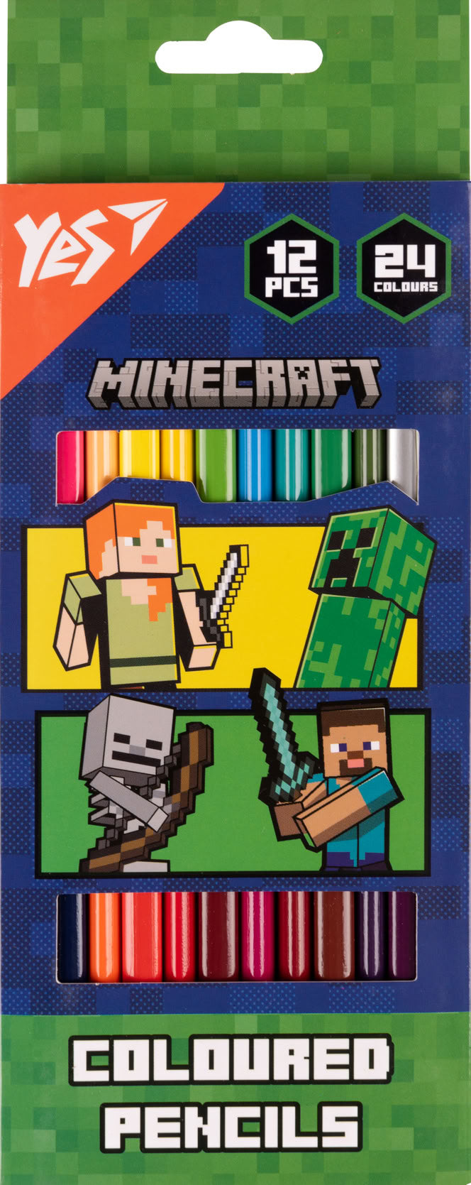 Yes 290744 Minecraft Dual-Color Colored Pencils, 12 pcs, 24 Colors