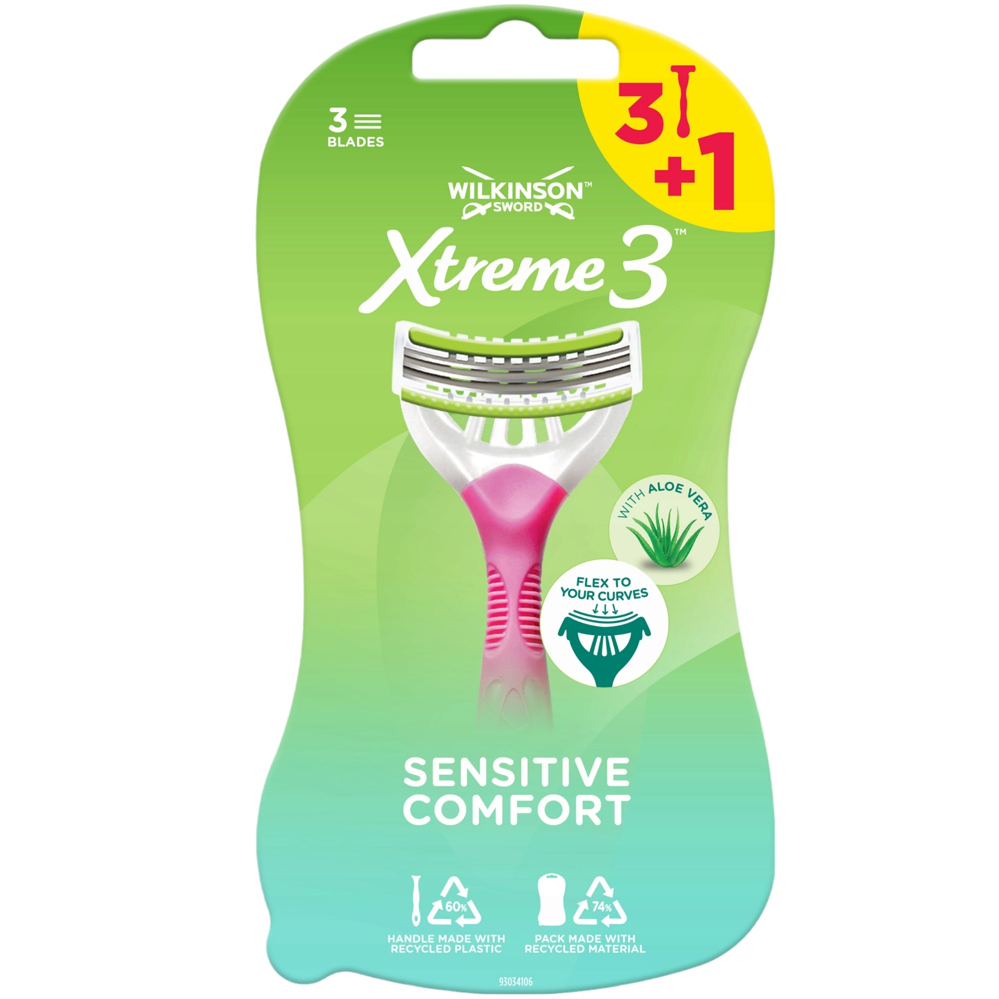 Wilkinson Sword Xtreme3 Beauty Sensitive Women's Disposable Razors, 3+1 pcs