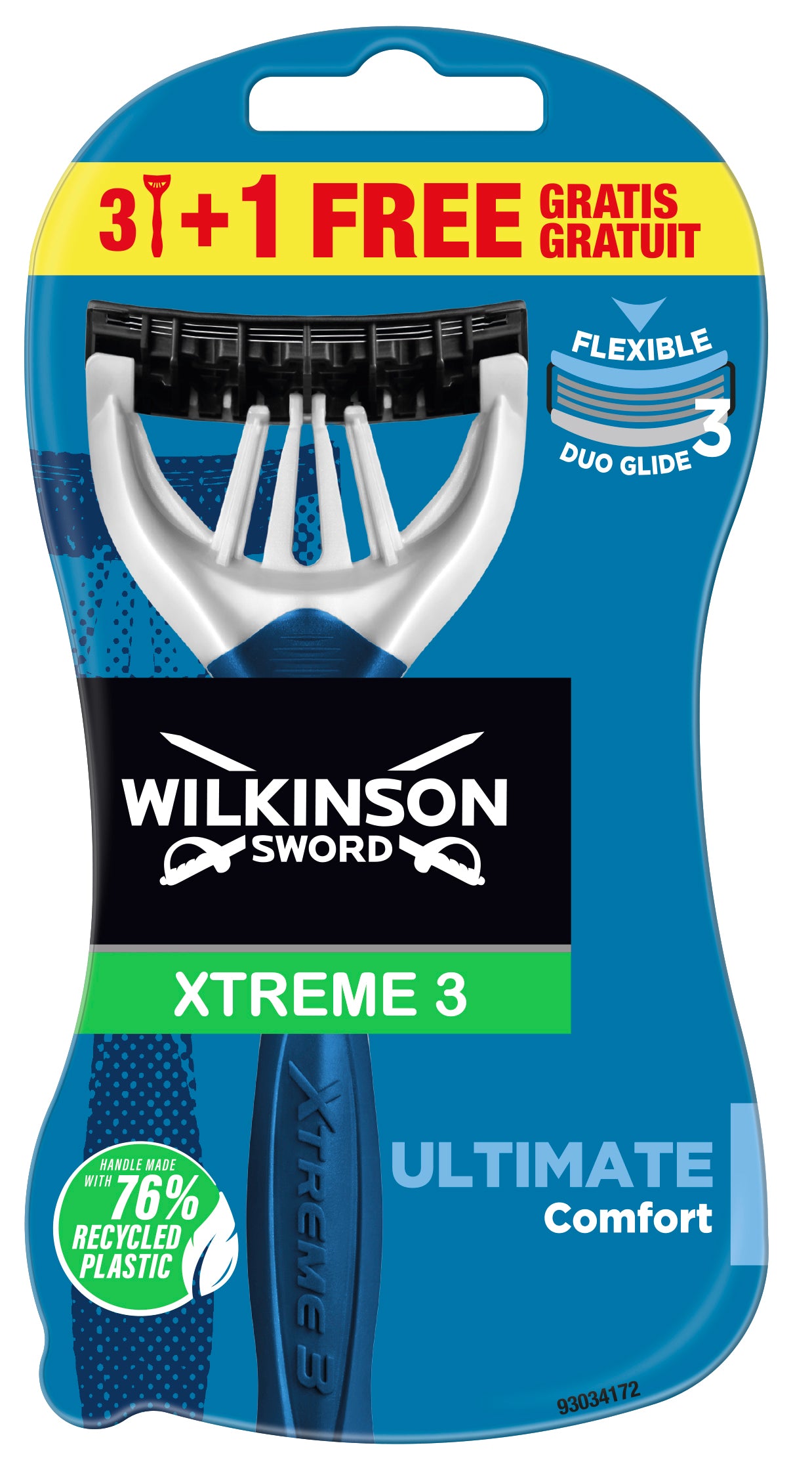 Wilkinson Sword Xtreme3 Ultimate Comfort Men's Disposable Razors, 3+1 pcs