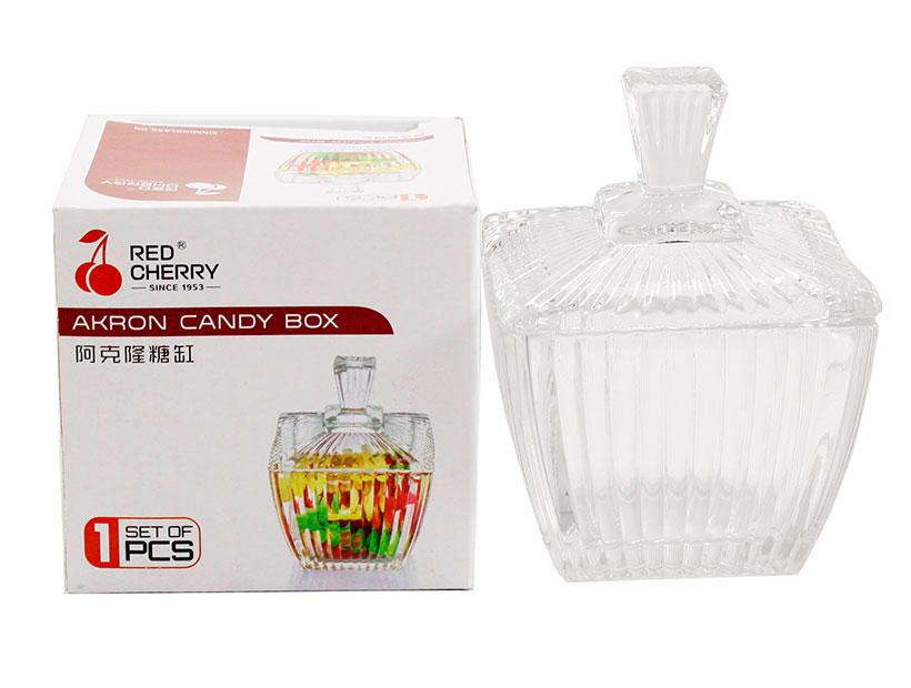 Red Cherry TG524 Glass Sugar Bowl with Lid, 330 mL - Image 2