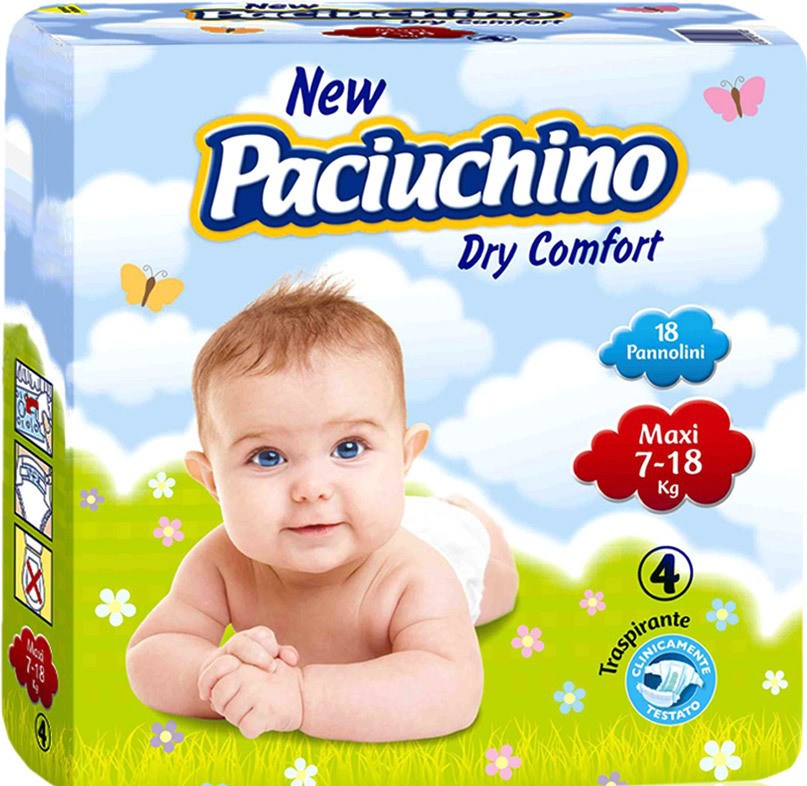Paciuchino Size 4 Baby Diapers, 7-18 kg, 18 pcs