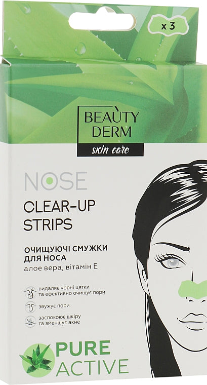 Beautyderm Aloe Vera Extract Cleansing Nose Strips, 3 pcs