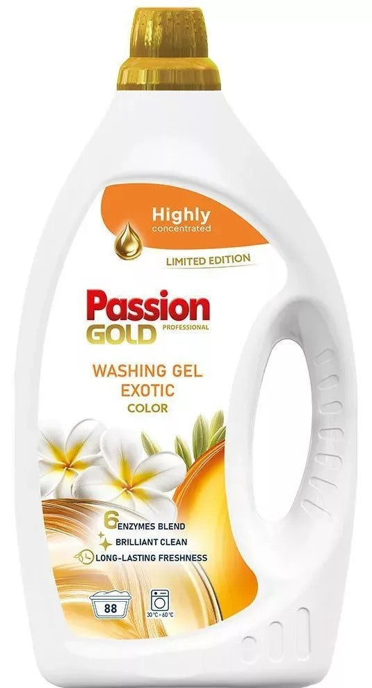 Passion Gold Color Exotic Laundry Detergent Gel, 88 Loads, 3.52 L