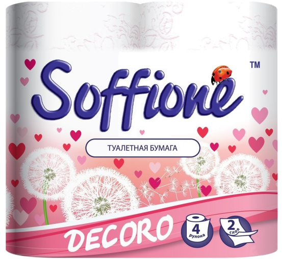 Soffione Decoro 2-Ply Toilet Paper, 4 Rolls
