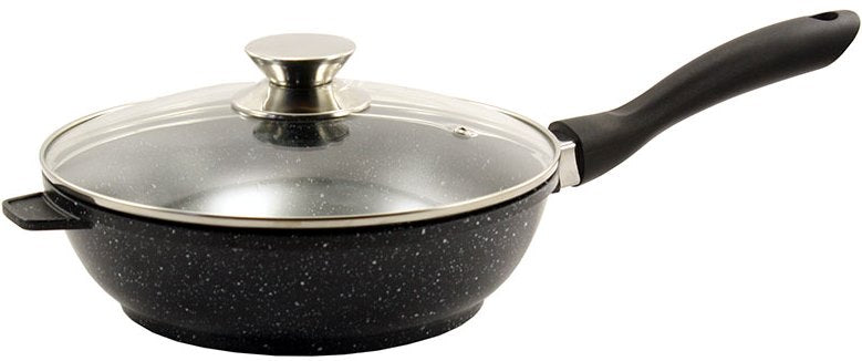 Zauberg 0124-BL Black Granite-Coated Frying Pan with Lid, 24 cm