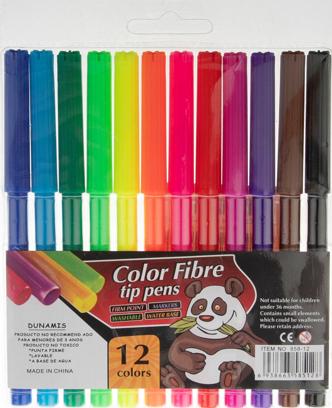 Panda 858-12 Felt-Tip Markers, 12 Colors