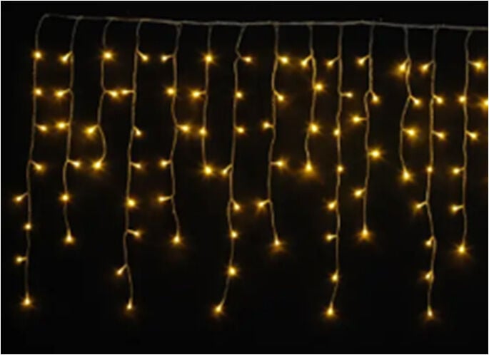 C 61483-20 Y Curtain String Lights, 4 m, 100 Bulbs, Yellow Light, Battery-Powered, 2 Modes