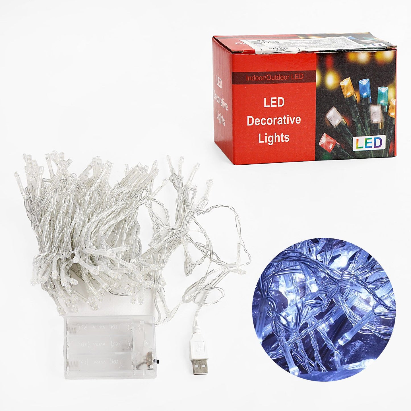C 61479 String Lights, 100 Lights, 9 m, Battery-Powered, White Light, 1 Mode - Image 2