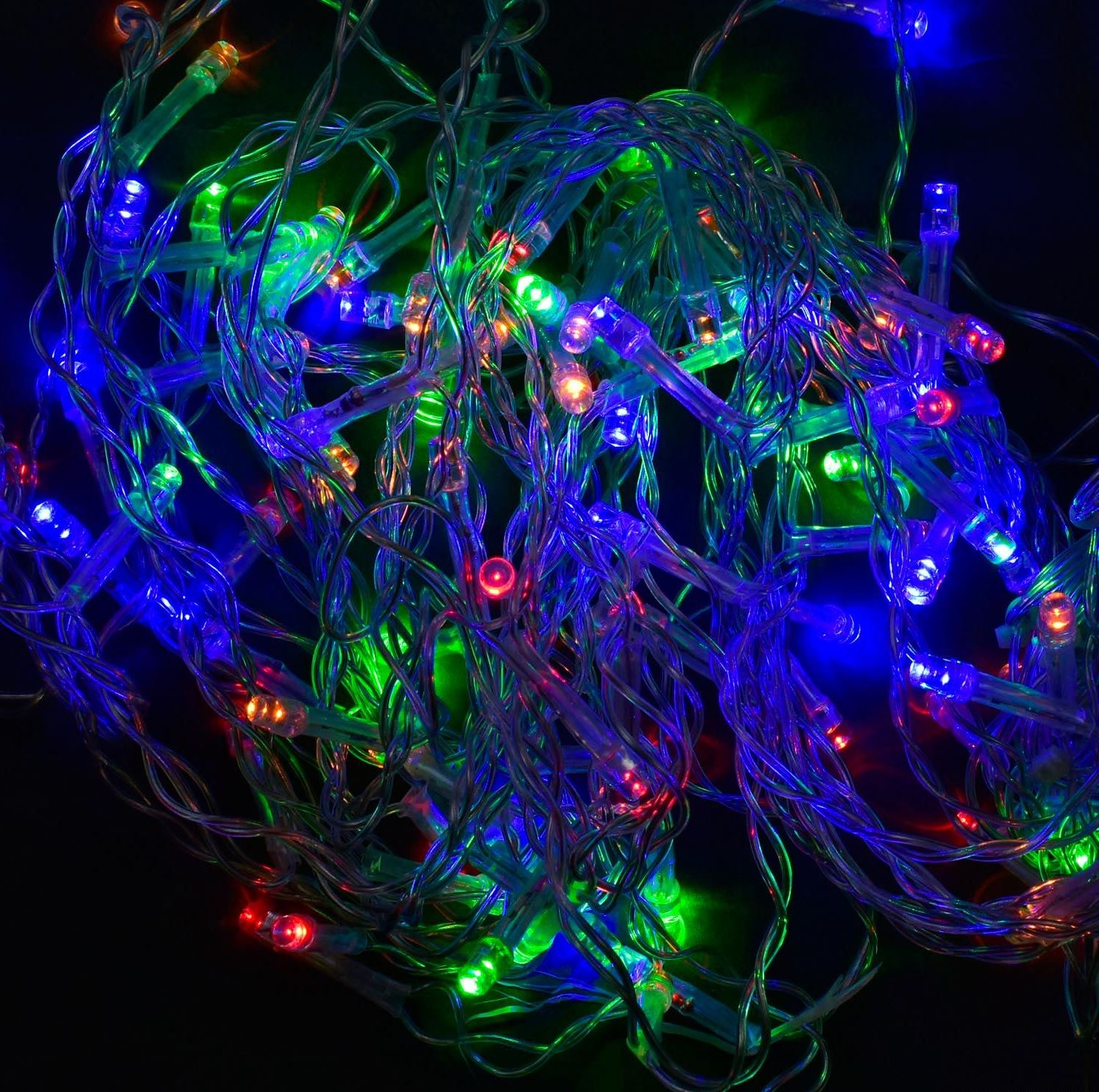 C 31311 Curtain String Lights, 100 Bulbs, 3 m Cord, 40/50/68 cm Branches, Multicolor, 220 V Mains-Powered
