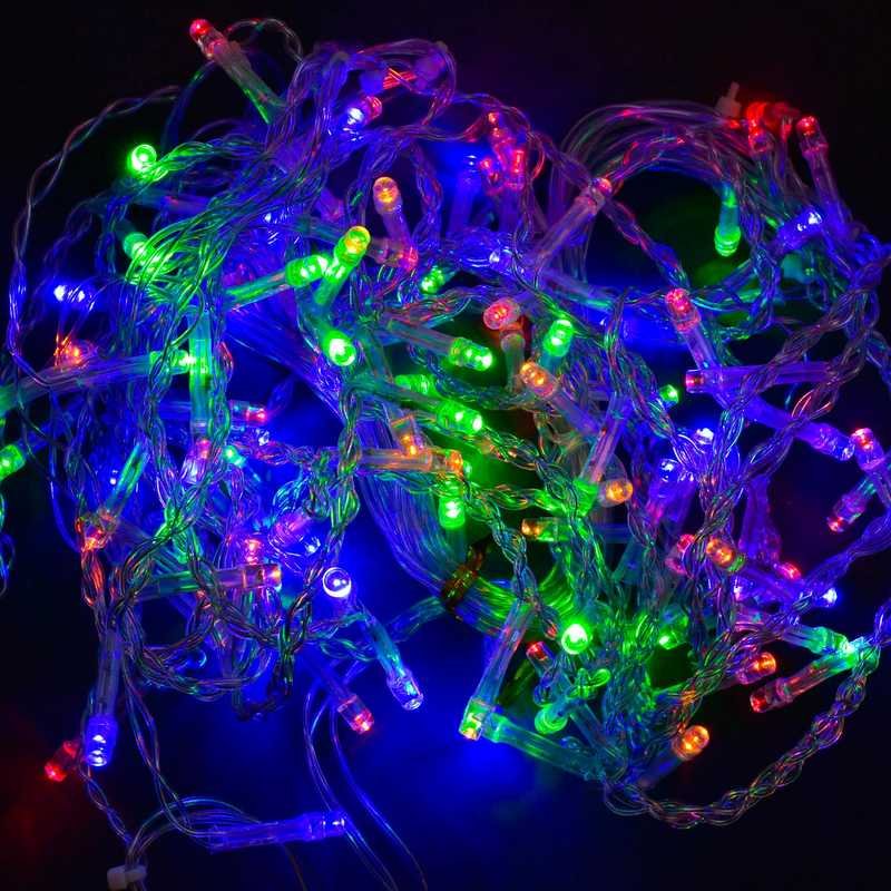 C 31312 Curtain String Lights, 100 Bulbs, 3 m Cord, 45 cm Branches, Multicolor, 220 V Mains-Powered