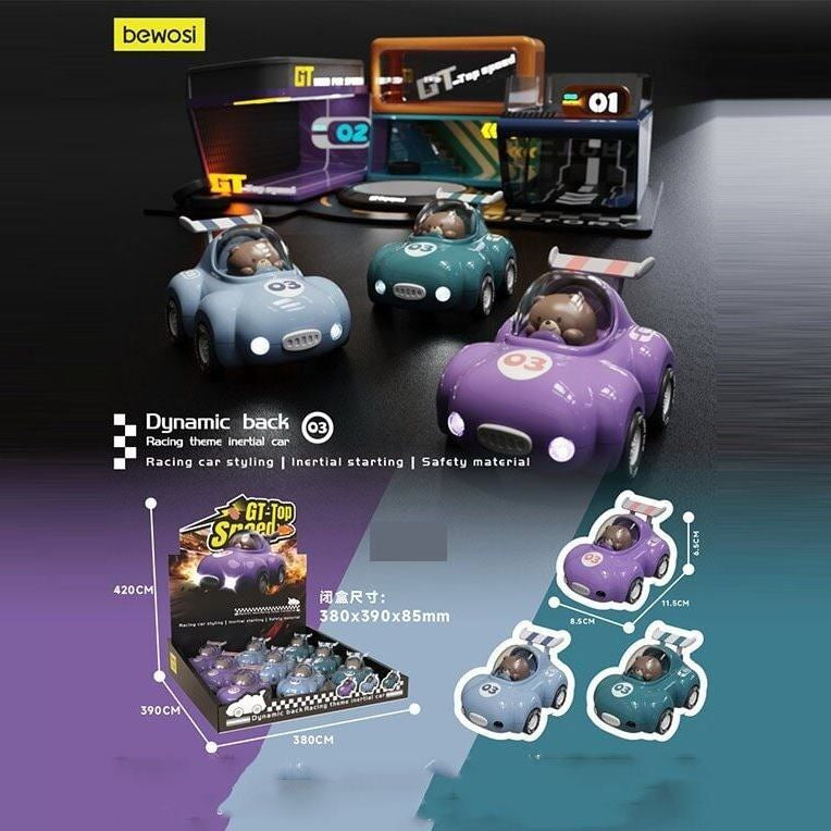 512-19 Friction-Powered Race Car with Lights & Moving Bear