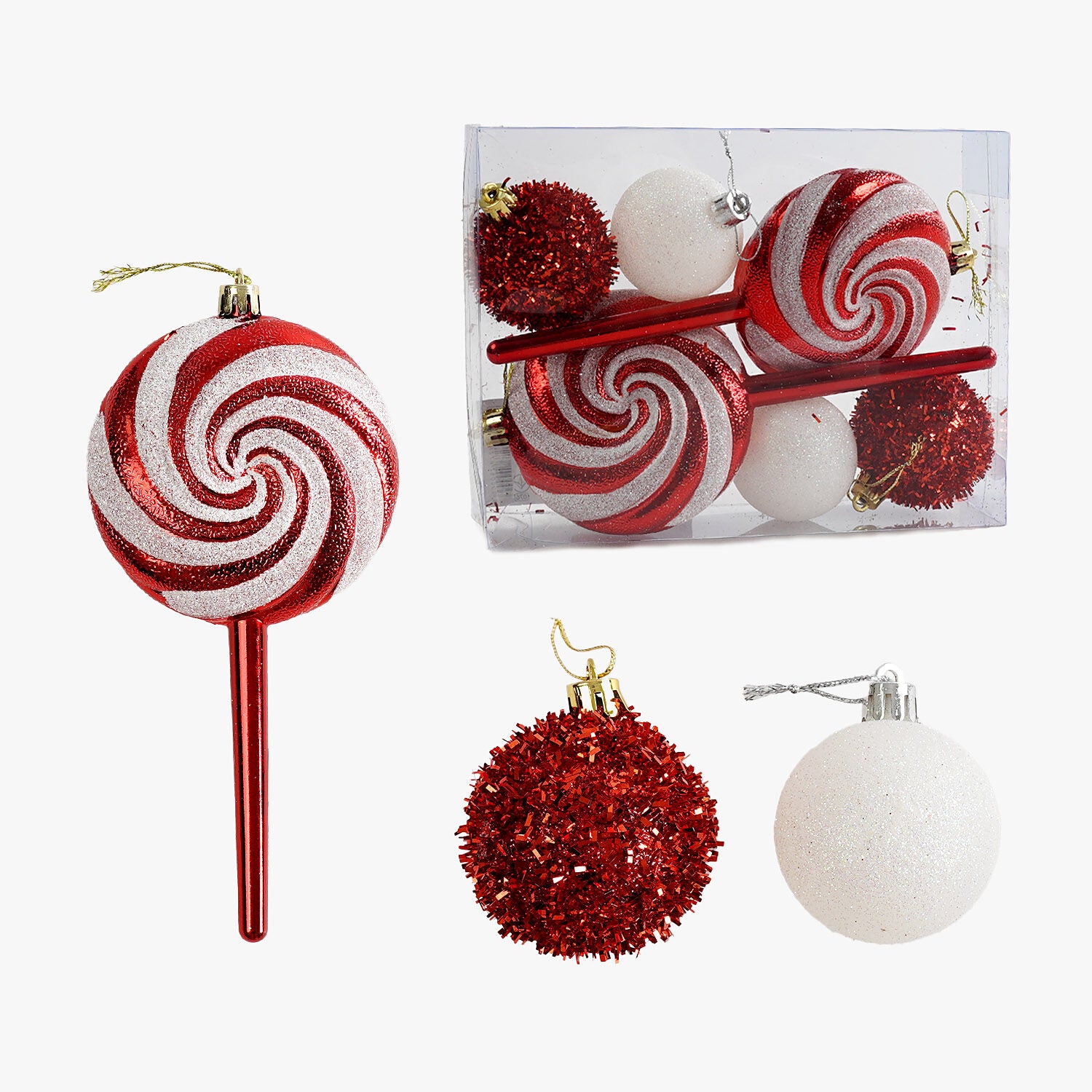 C 67268 Assorted Toy Christmas Ornament Set in Blister Pack, 6 pcs