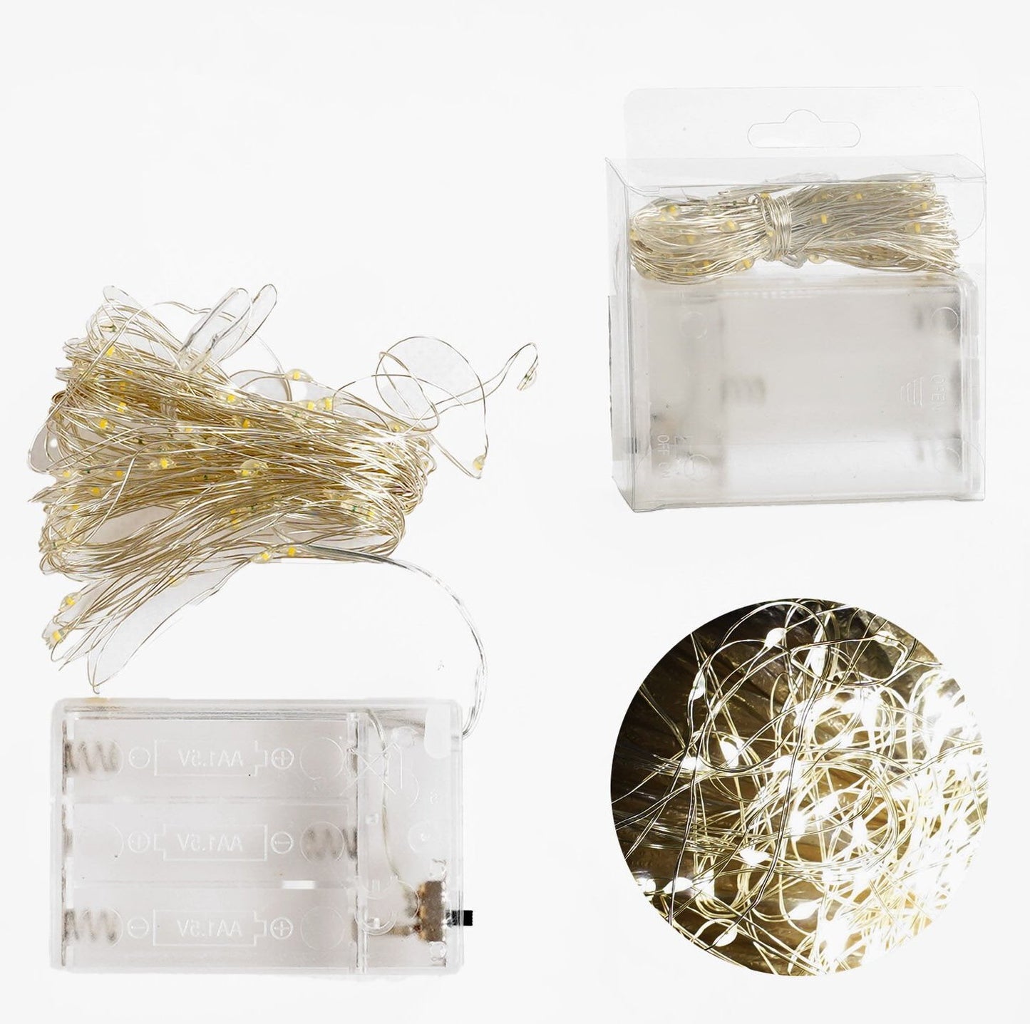 C 61485-25 Y LED String Lights, 8.2 m, Battery-Powered, Yellow Light, 1 Mode
