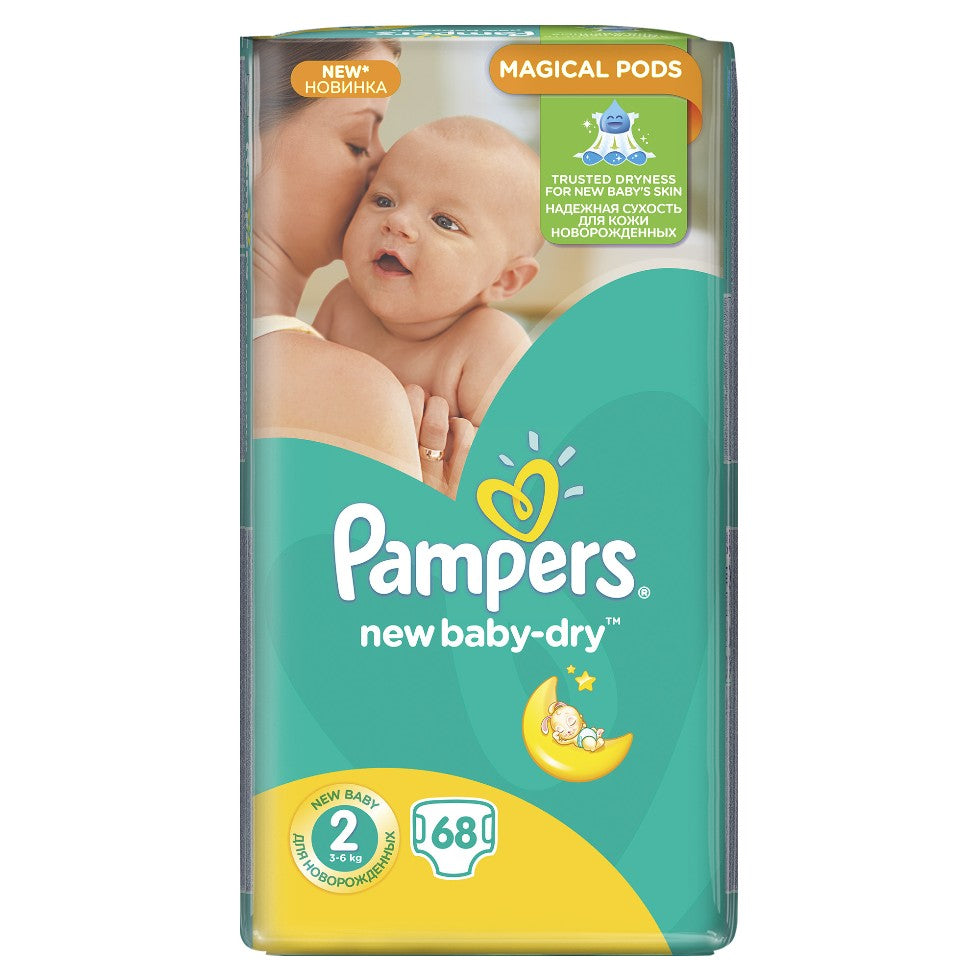 Pampers New Baby-Dry Size 2 Baby Diapers, 68 pcs, 3-6 kg