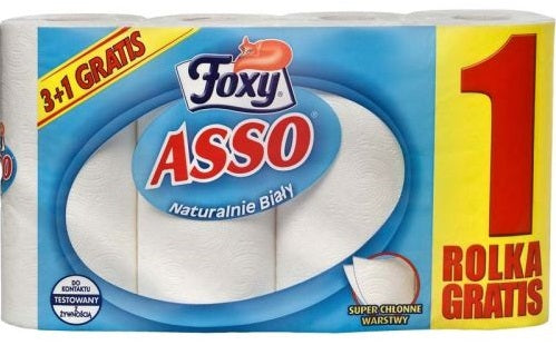 Foxy Asso 2-Ply Paper Towels, 4 Rolls