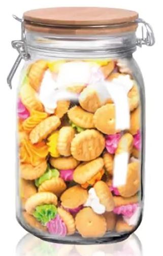 S&T 7088-5 Clamp-Lid Dry Food Container with Bamboo Lid, 1.5 L