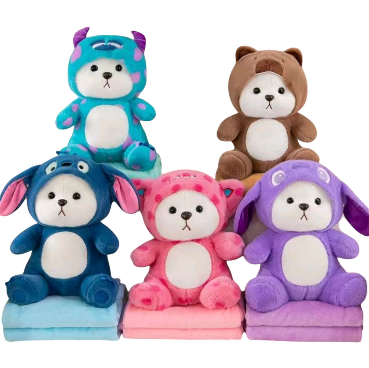 Hooded Bear Plush Toy with Blanket
