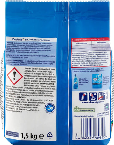 Denkmit Classic Power Dishwasher Powder, 1.5 kg - Image 2