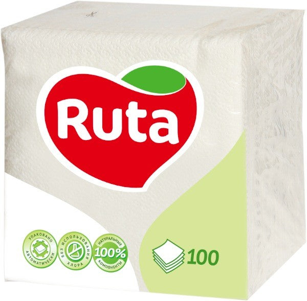 Ruta White Table Napkins, 100 sheets