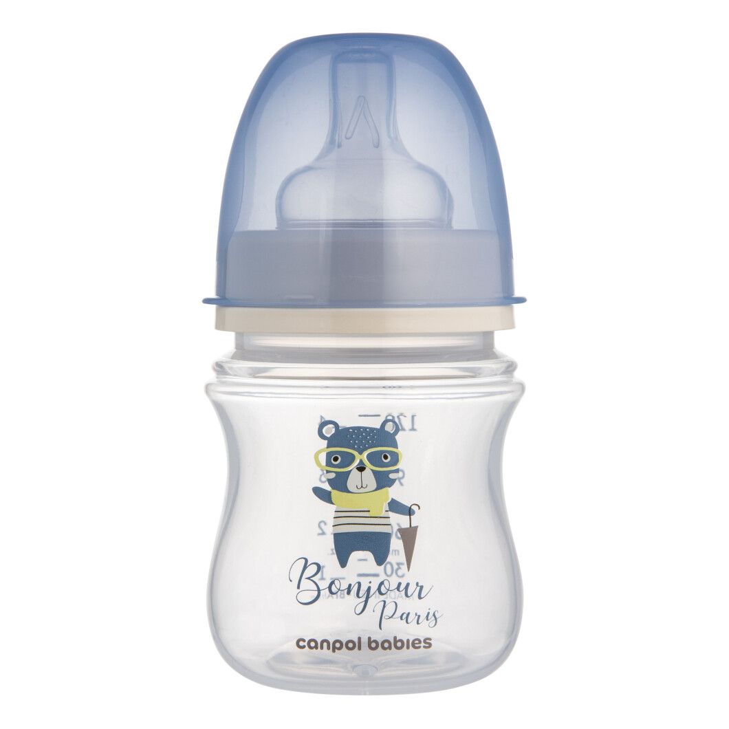 Canpol Babies 35/231 Blue EasyStart Bonjour Paris Wide-Neck Anti-Colic Baby Bottle, 120 mL