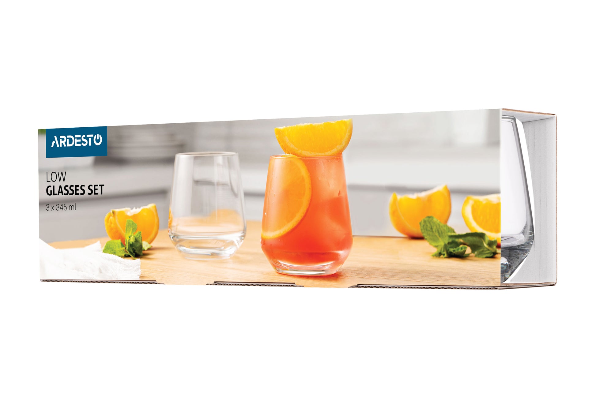 Ardesto Gloria Shine AR2634GS Lowball Glass Set, 3 x 345 mL - Image 2