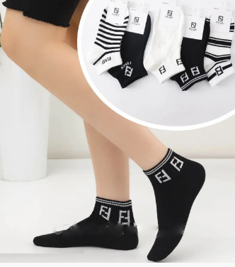 Fendi BY657-4 Women's Low-Cut Socks, Size 37-41