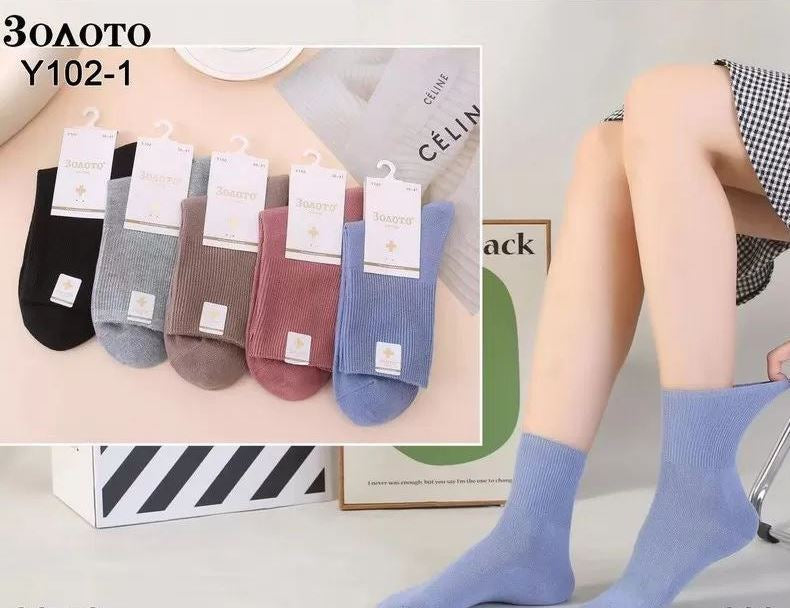 Zoloto Y102 Women's Crew Socks, Size 36-41