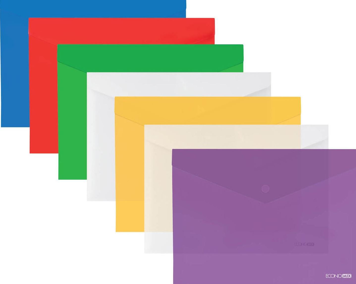 Economix A4 Plastic Snap Folder, Assorted