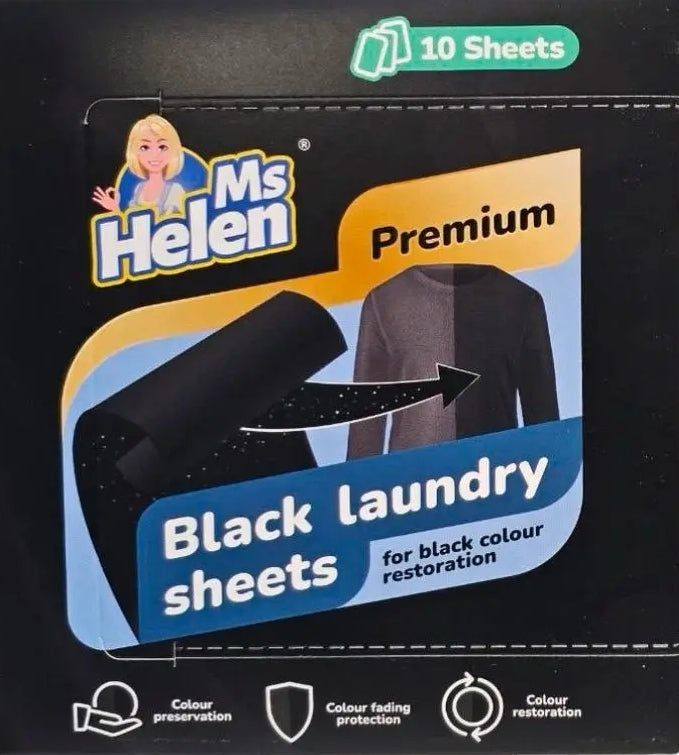 Ms. Helen Black Color Restoration Laundry Sheets, 10 pcs
