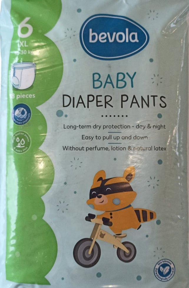 Bevola Size 6 Baby Pull-Up Diaper Pants, 18-30 kg, 18 pcs