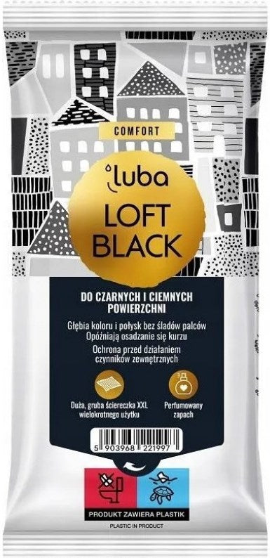 Luba Comfort Loft Black Wet Wipes for Dark Surfaces, 30 pcs